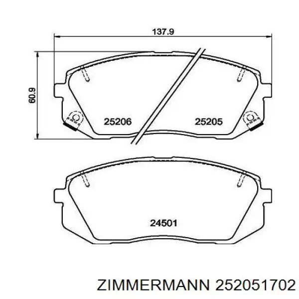 Pastillas freno delanteras Zimmermann 252051702 precio, desde 34,55 EUR