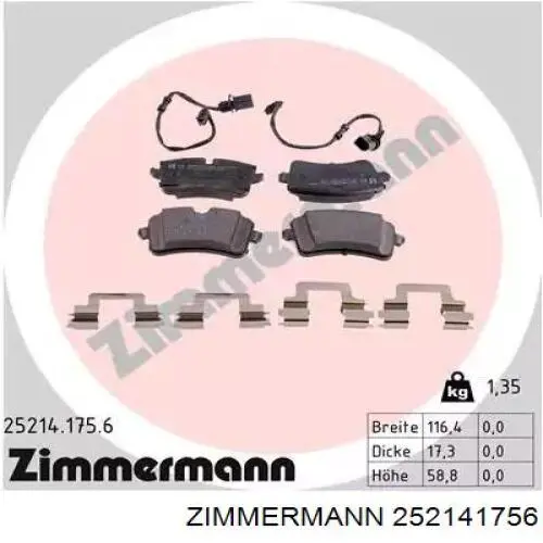 252141756 Zimmermann pastillas de freno traseras