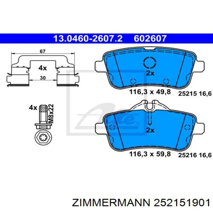Pastillas traseras de freno Zimmermann 252151901 precio, desde 37,39 EUR