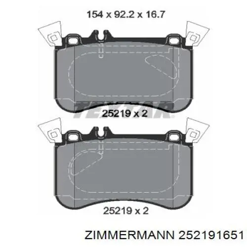 252191651 Zimmermann pastillas de freno delanteras