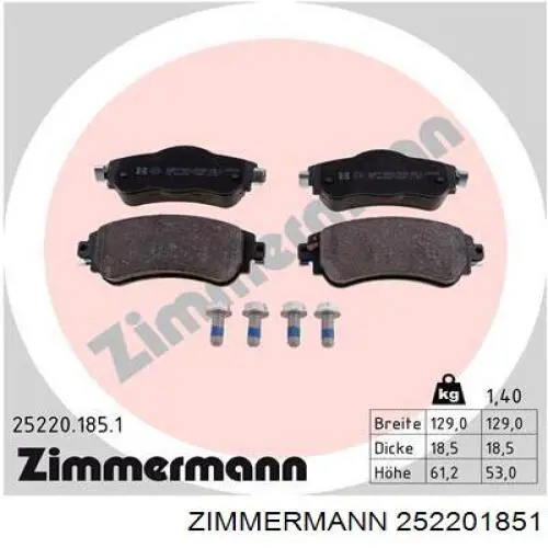 25220.185.1 Zimmermann pastillas de freno delanteras