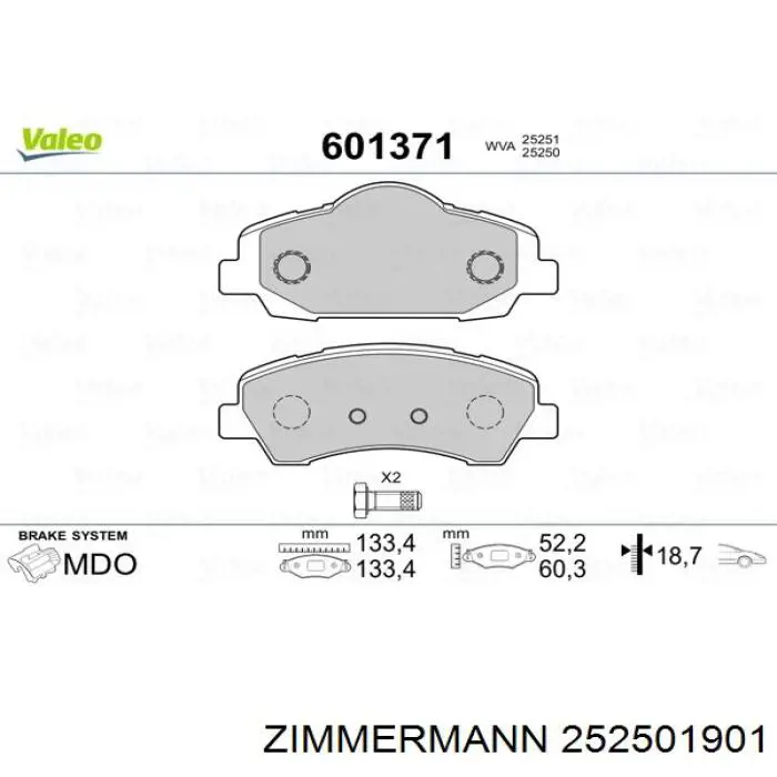 25250.190.1 Zimmermann pastillas de freno delanteras