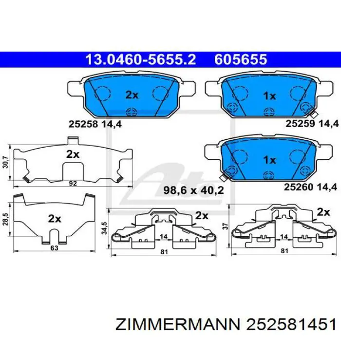 Pastillas traseras de freno Zimmermann 252581451 precio, desde 22,63 EUR
