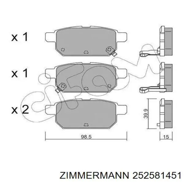 Comprar 252581451 Zimmermann Pastillas de freno traseras