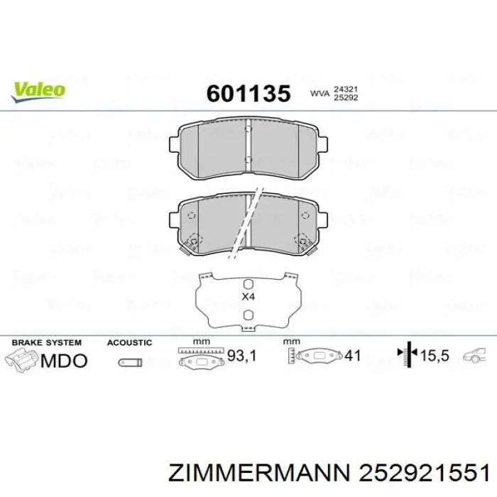Pastillas traseras de freno Zimmermann 252921551 precio, desde 21,99 EUR