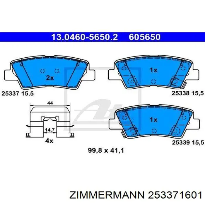 Pastillas de freno traseras 253371601 Zimmermann