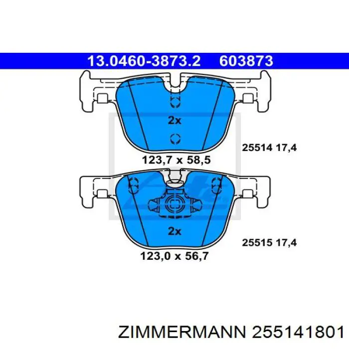 255141801 Zimmermann pastillas de freno traseras