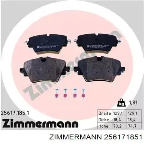 Comprar 256171851 Zimmermann Pastillas delanteras de freno