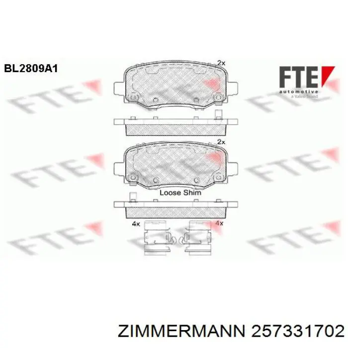 Comprar 257331702 Zimmermann Pastillas de freno traseras