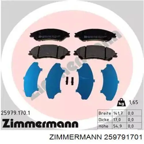 Pastillas freno delanteras Zimmermann 259791701 precio, desde 33,39 EUR