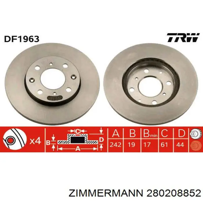 280208852 Zimmermann freno de disco delantero