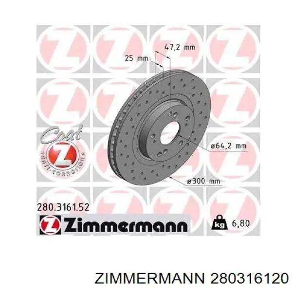 280.3161.20 Zimmermann freno de disco delantero