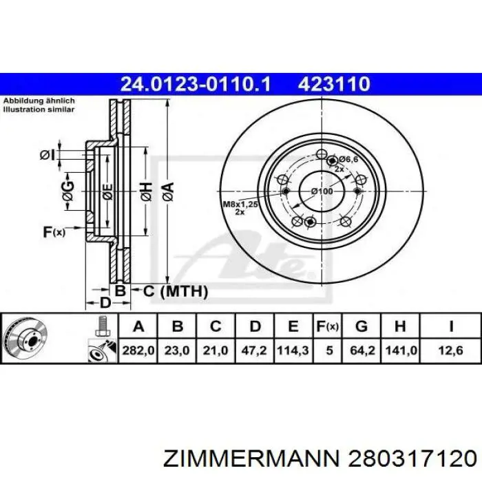 Disco de freno delantero Zimmermann 280317120