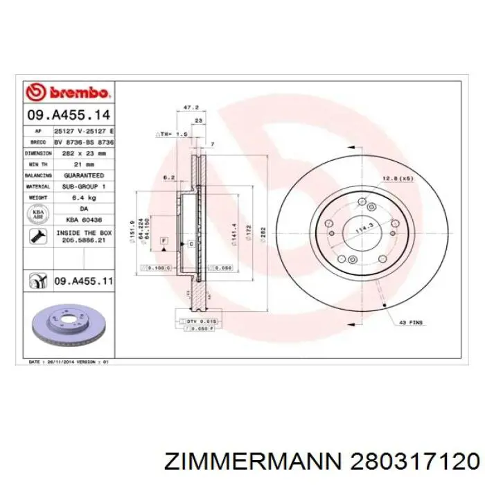280317120 Zimmermann disco de freno delantero