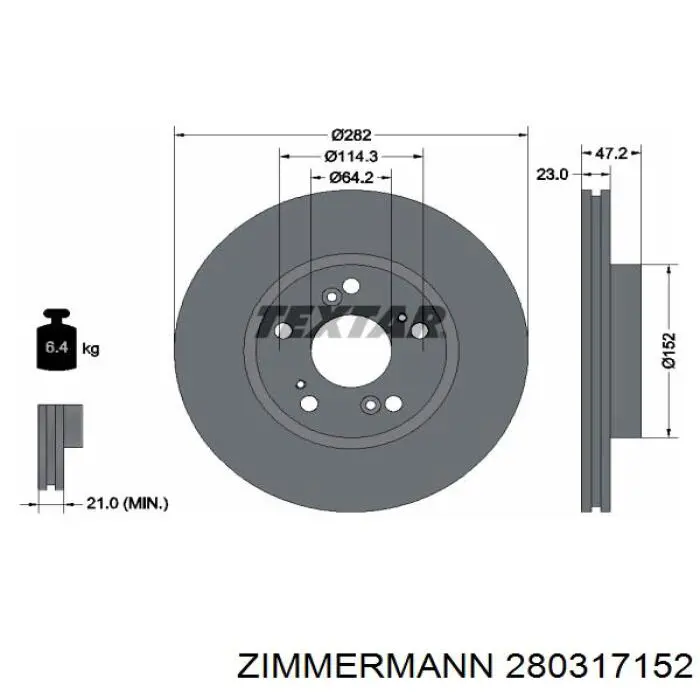 280.3171.52 Zimmermann freno de disco delantero