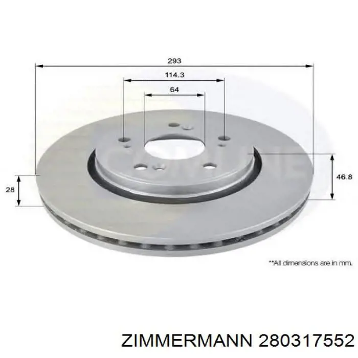 Disco de freno delantero Zimmermann 280317552