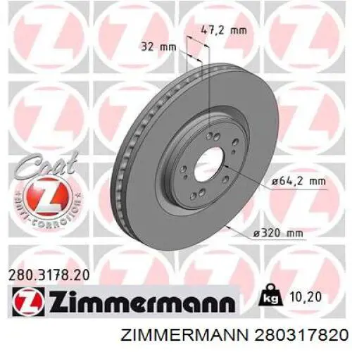 280317820 Zimmermann disco de freno delantero