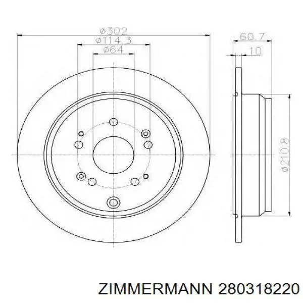 Disco de freno trasero 280318220 Zimmermann