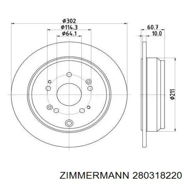Disco de freno trasero 280318220 Zimmermann