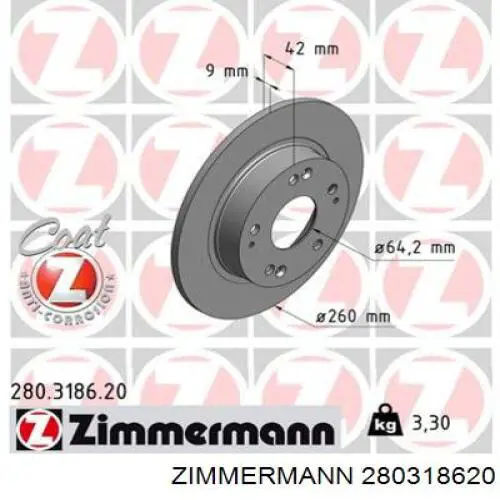 280318620 Zimmermann disco de freno trasero