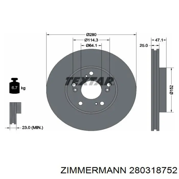 280.3187.52 Zimmermann freno de disco delantero