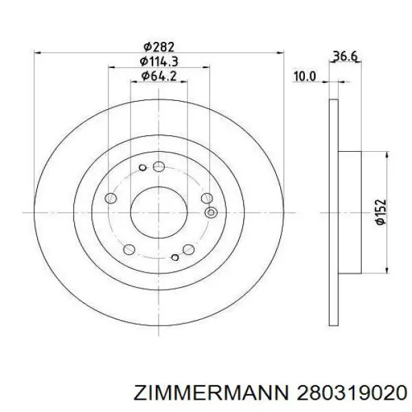 280319020 Zimmermann disco de freno trasero