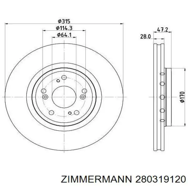 280319120 Zimmermann freno de disco delantero