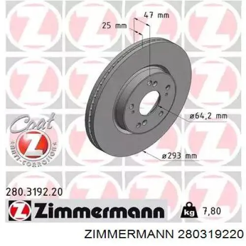 Comprar 280319220 Zimmermann Freno de disco delantero
