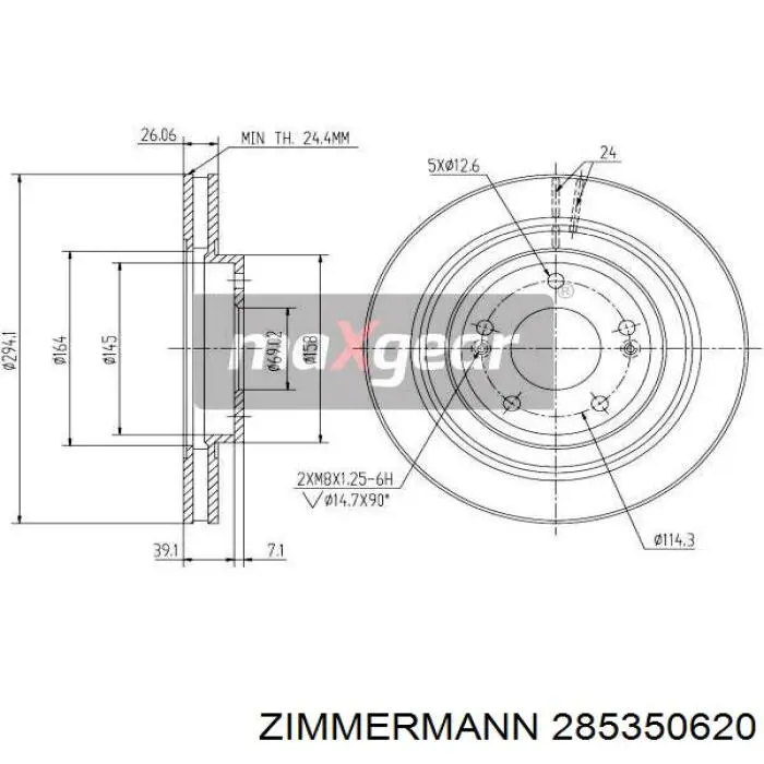 285350620 Zimmermann freno de disco delantero