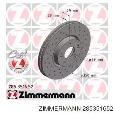 Disco de freno delantero Zimmermann 285351652
