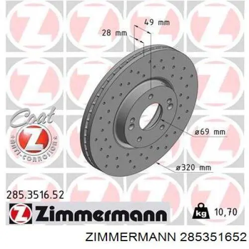 285351652 Zimmermann disco de freno delantero