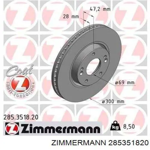 285351820 Zimmermann disco de freno delantero