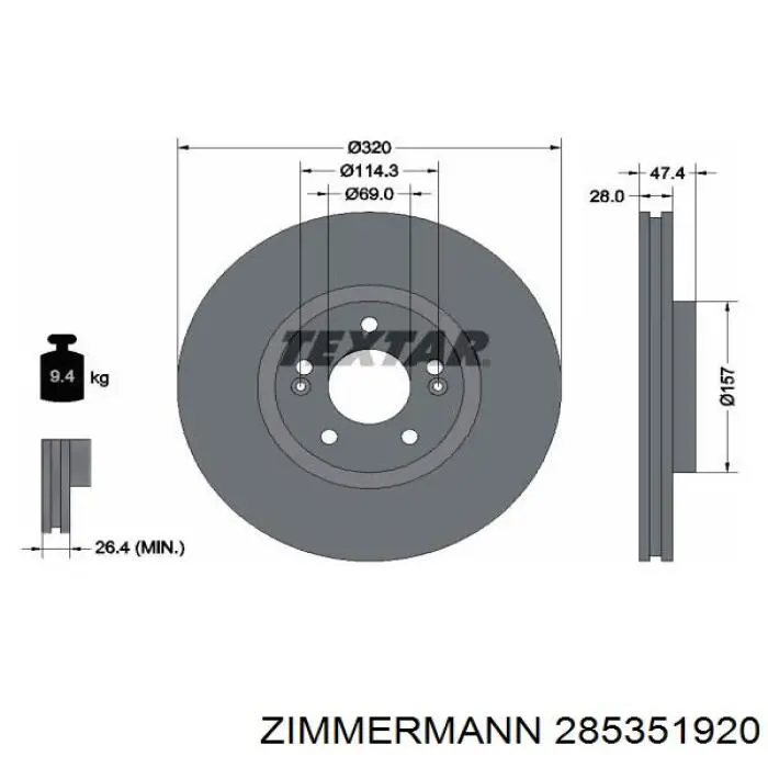 Frenos delanteros Zimmermann 285351920 precio, desde 57,49 EUR