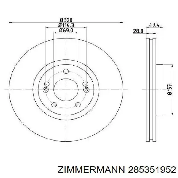 Disco de freno 285351952 Zimmermann