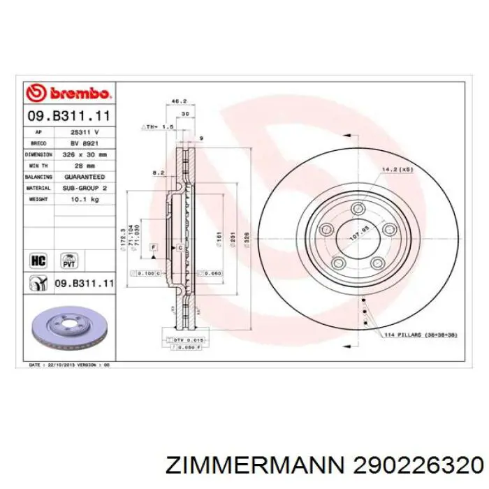 290.2263.20 Zimmermann freno de disco delantero