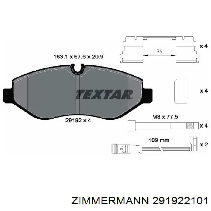 Pastillas freno delanteras Zimmermann 291922101 precio, desde 31,40 EUR
