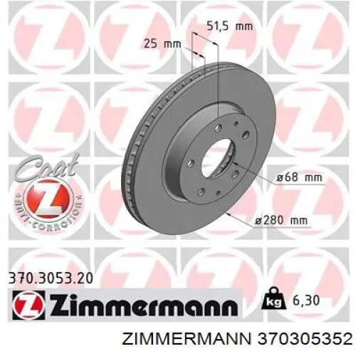 370305352 Zimmermann disco de freno delantero