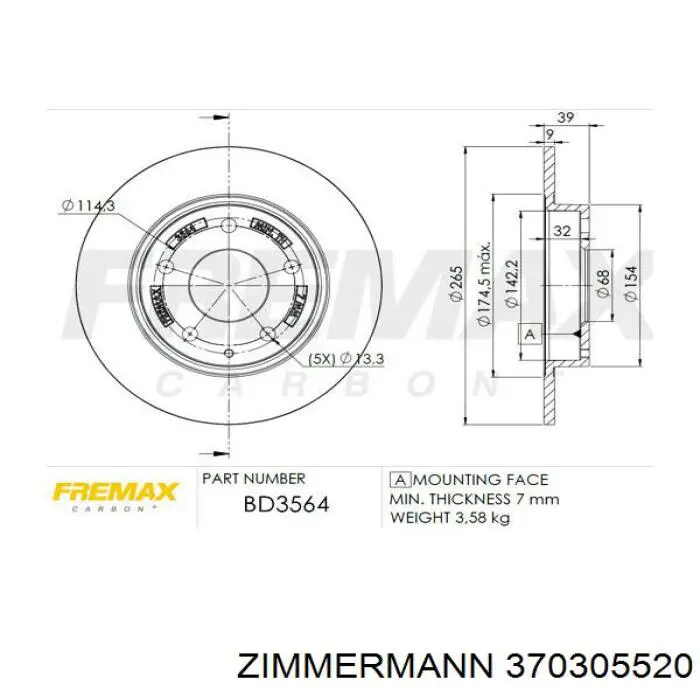 370305520 Zimmermann Freno de disco trasero