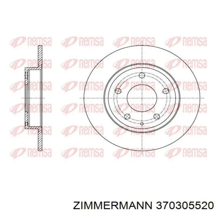 Disco de freno trasero 370305520 Zimmermann