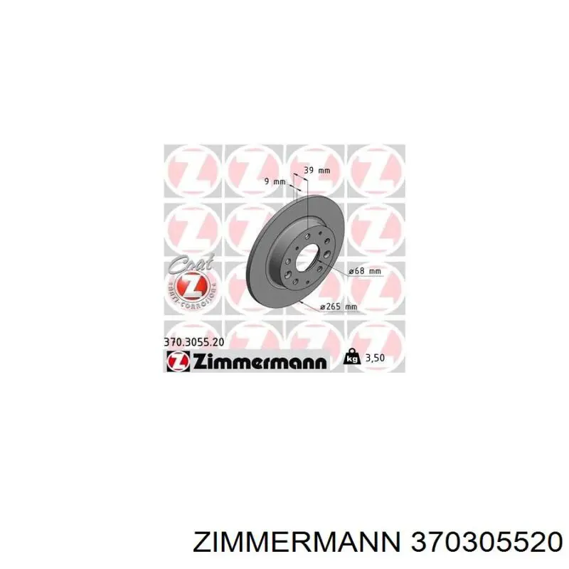 370.3055.20 Zimmermann disco de freno trasero