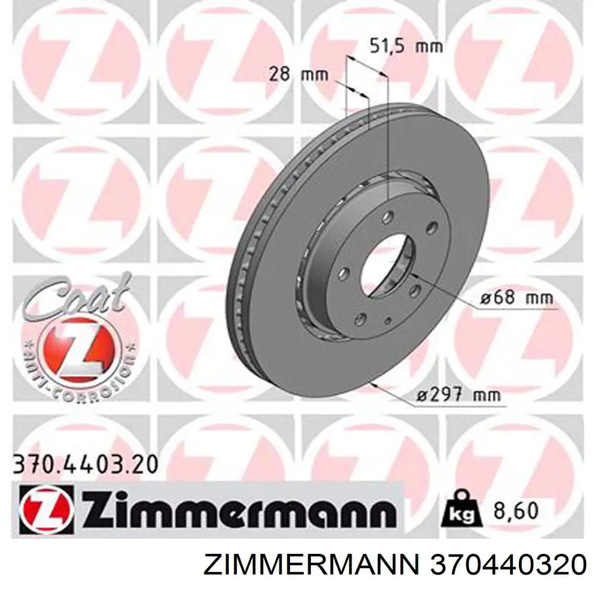 Disco de freno delantero Zimmermann 370440320