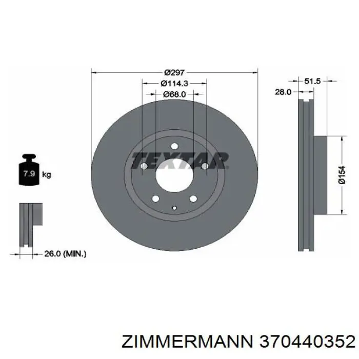 370440352 Zimmermann disco de freno delantero