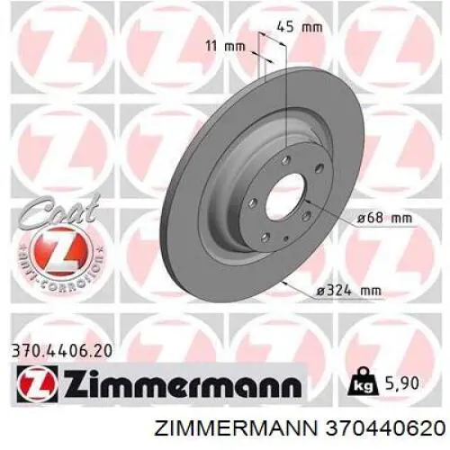 370440620 Zimmermann Freno de disco trasero