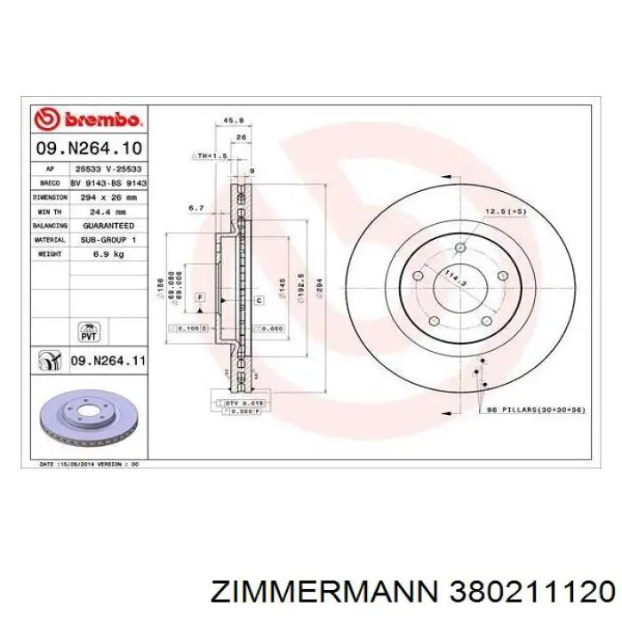 Comprar 380211120 Zimmermann Freno de disco delantero