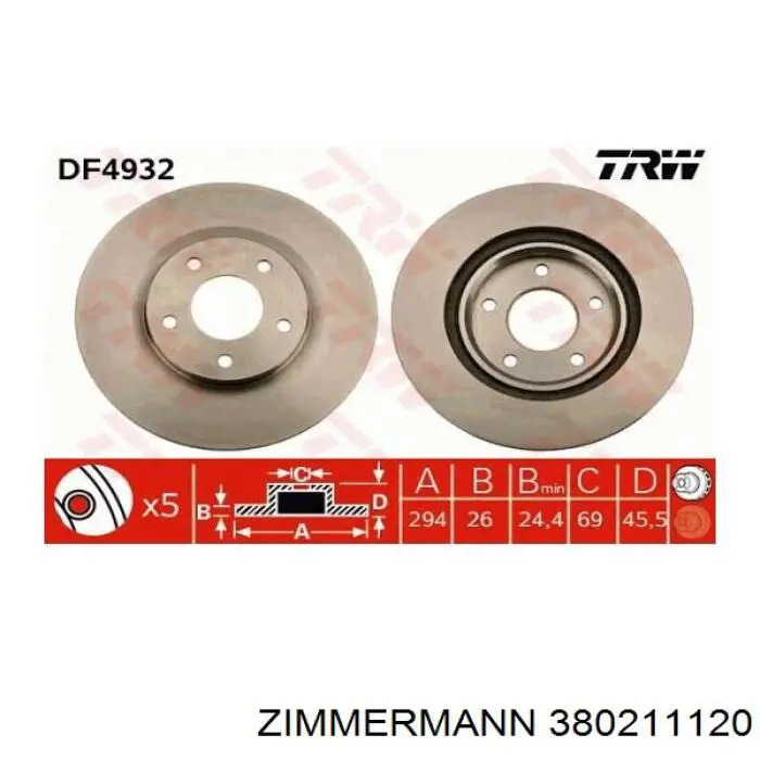 Comprar 380211120 Zimmermann Freno de disco delantero