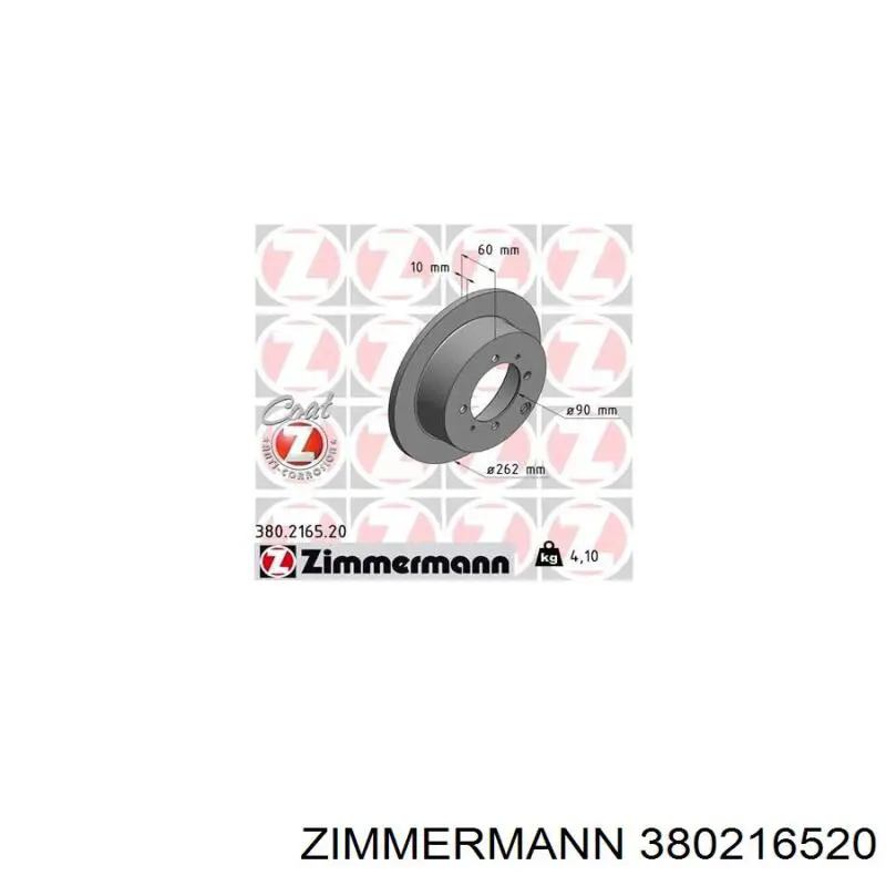 380216520 Zimmermann disco de freno trasero