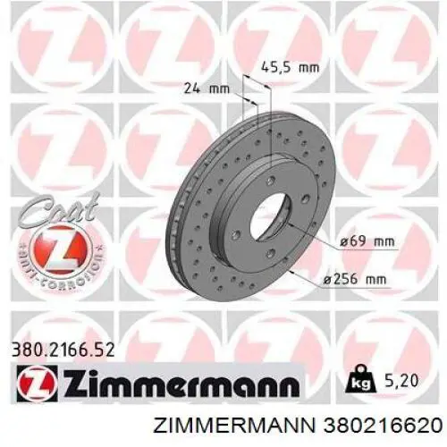 380216620 Zimmermann freno de disco delantero