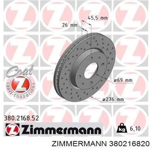 380216820 Zimmermann freno de disco delantero