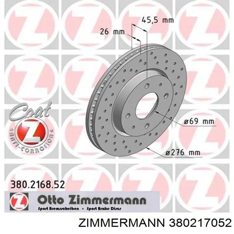 380217052 Zimmermann disco de freno delantero