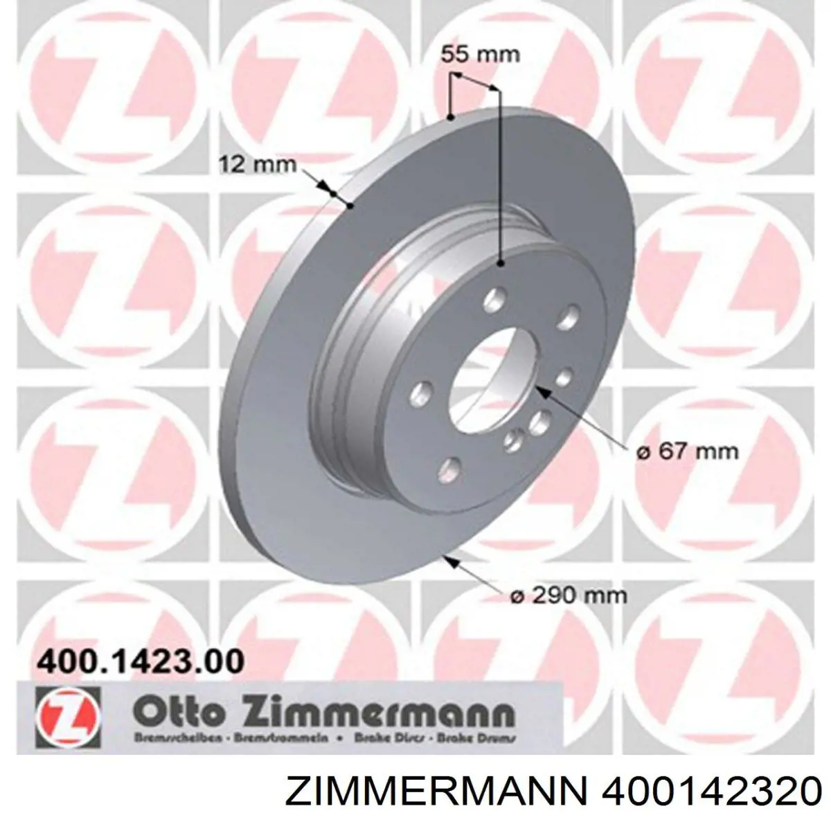 400.1423.20 Zimmermann disco de freno trasero